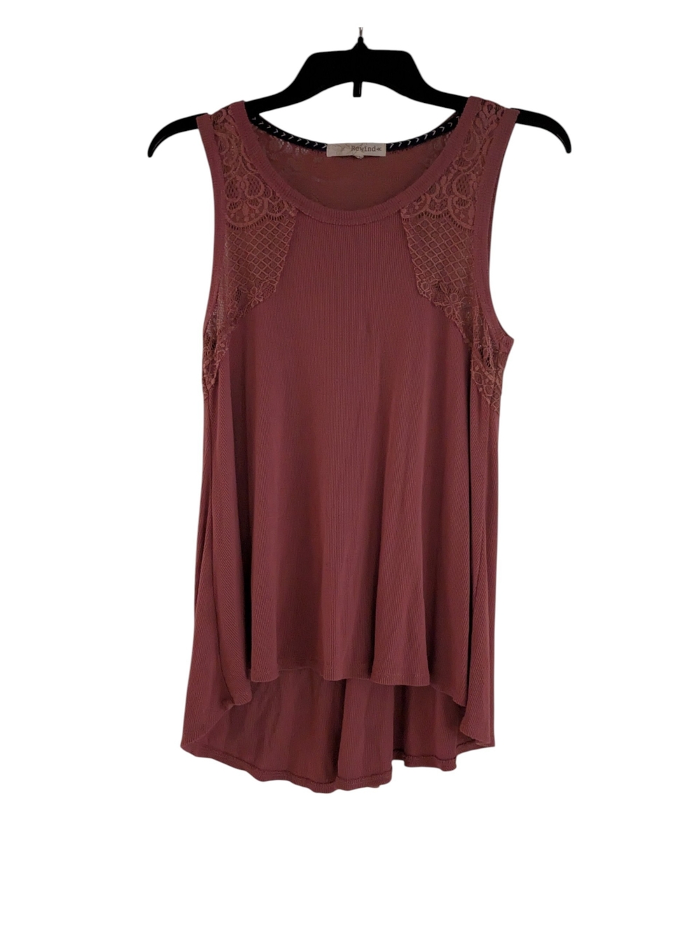 Rewind Mauve Lace-Trim Sleeveless Tank Size M
